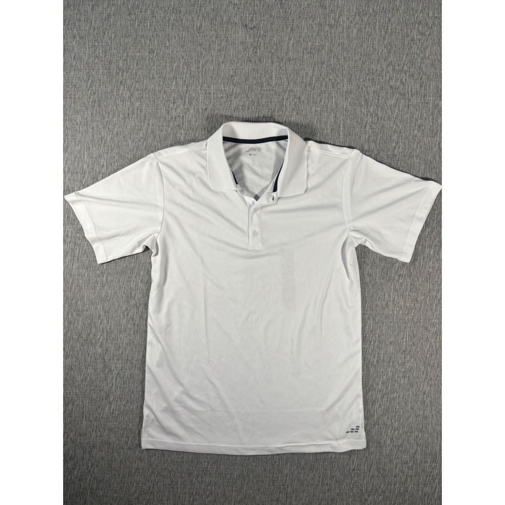 BCG Mens White Short Sleeve Performance Polo Shirt Size M Mesh Golf Activewear
